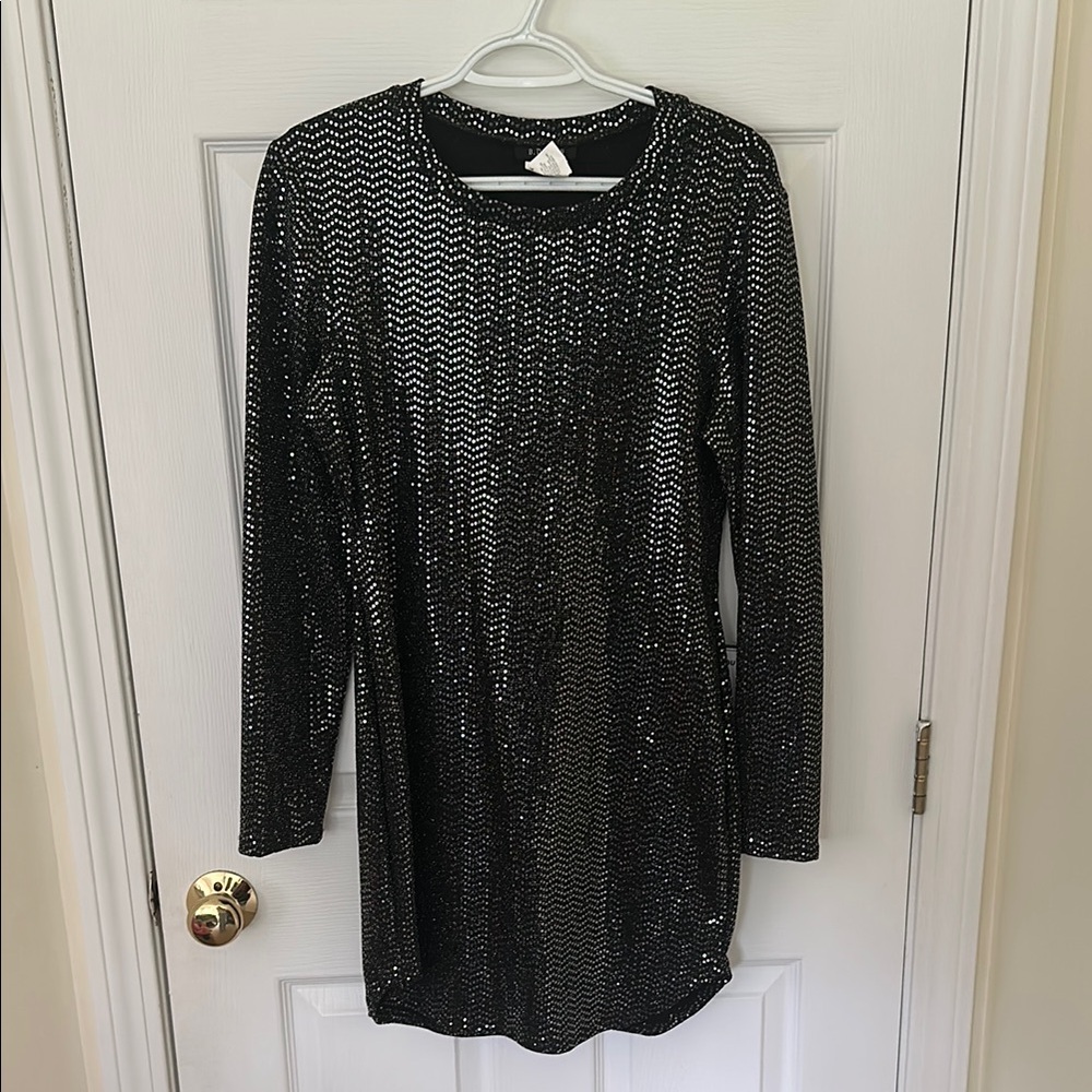 B Darlin Black and Silver Sequin Top